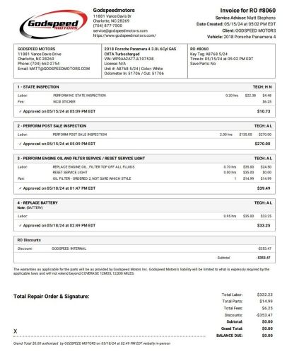 2018 porsche panamera premium pkg $90k msrp