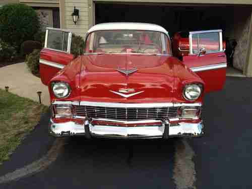 Chevrolet: Bel Air/150/210 Chrome 1956 Chevy Bel Air 4door W/SKIRTS 90 %RESTORED, US $25,000.00, image 14
