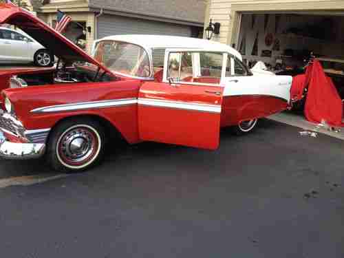 Chevrolet: Bel Air/150/210 Chrome 1956 Chevy Bel Air 4door W/SKIRTS 90 %RESTORED, US $25,000.00, image 17