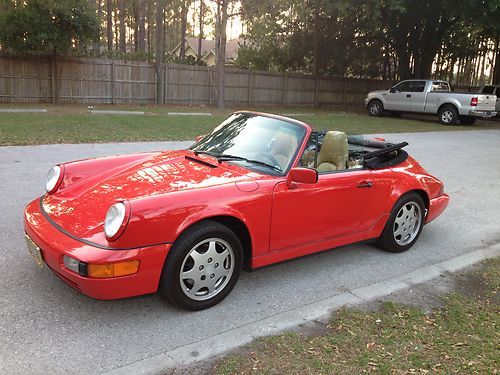 1990 porsche carrera c4 convertible red excellent condition daily driver.