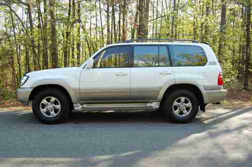 2001 TOYOTA LAND CRUISER SPORT SUV WHITE GRAY LEATHER 4X4 4WD SUNROOF REAR AIR, image 2