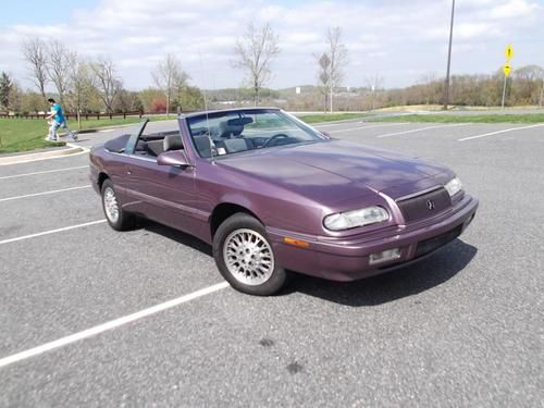 Chrysler lebaron gtc convertible 2-door 3.0l, low miles, garage kept no reserve
