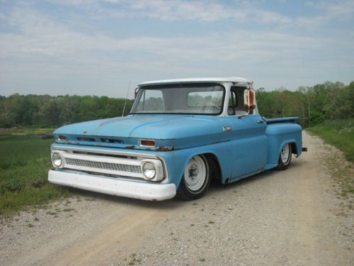 1965 chevy short bed shop truck patina rat rod air ride bagged c10