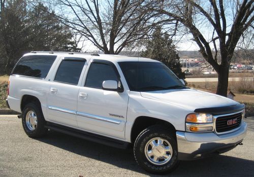 03 gmc yukon xl slt 4x4 5.3 white / gray leather 3rd row 8 passenger suburban