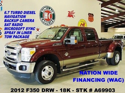 2012 f350 dually lariat 4x4,diesel,sunroof,nav,htd/cool lth,sync,18k,we finance!