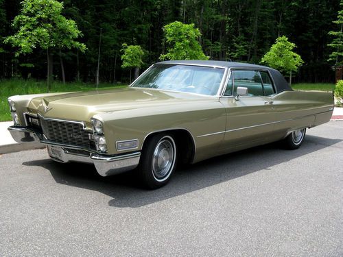 1968 cadillac coupe deville baroque gold w/ white leather stunning restoration!!