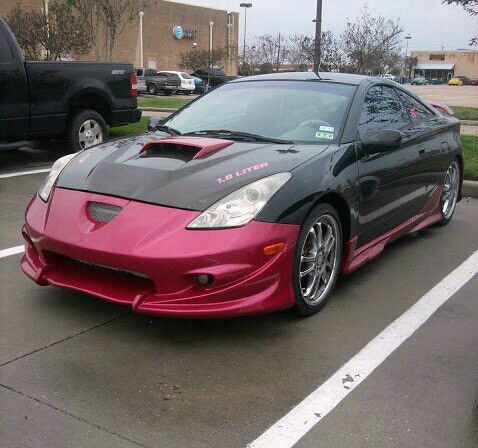 2000 toyota celica gt hatchback 2-door 1.8l  black and magenta (3 tone pink)