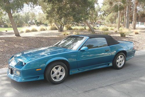 1991  camaro rs convertible teal auto 5.0 v8 new haartz canvas top - no reserve!