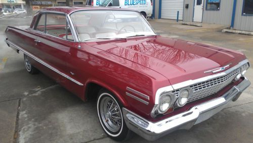 63 impala factory original 283 v8 candy apple red &amp; new interior boulevard ready