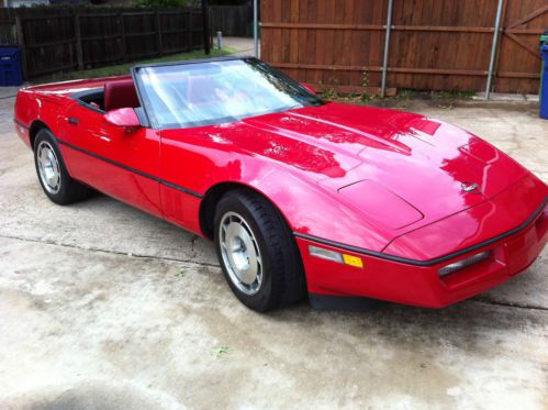 1987 corvette convertible red w/ red leather interior, white soft top