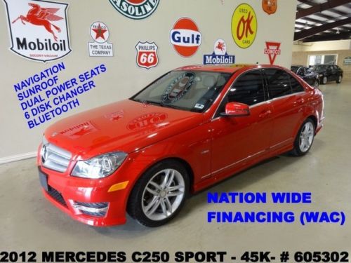 2012 c250 sport sedan,sunroof,nav,lth,6 disk cd,b/t,17in whls,45k,we finance!!