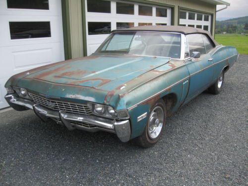 1968 impala ss427 convertible #s match, runs, documented project car