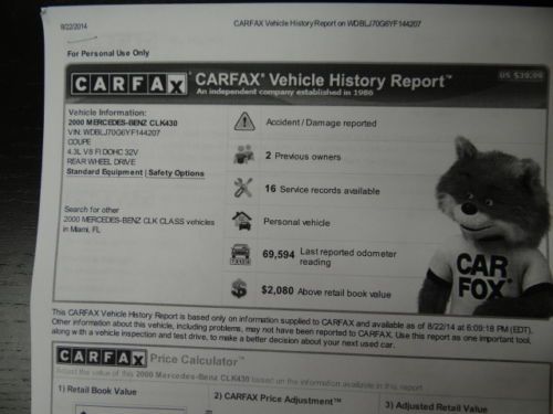 MERCEDES CLK430 AMG SPORT PKG * NO RESERVE LOW 69K MILES FLORIDA NO RUST CLK320, image 78