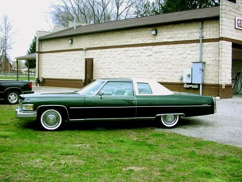 1975 cadillac coupe deville 19.5k miles forest green white interior all original