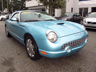 02 t-bird blue leather cd 3.9l dohc 32-valve all-alloy v8 engine a/c abs