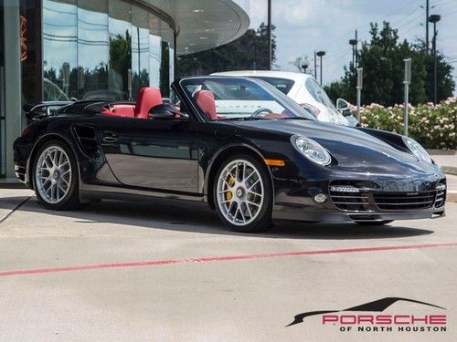 2011 porsche turbo s cabriolet cab pdk cpo bose nav red leather basalt metallic