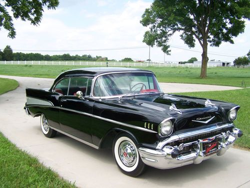 1957 black 2-door Bel Air hard top;, image 4