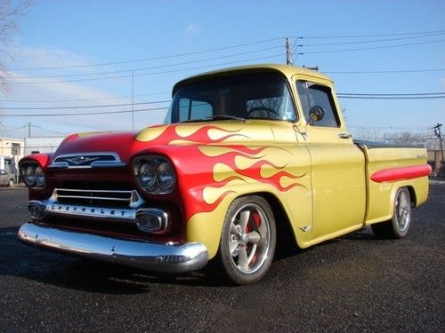 Custom 1958 chevy apache fleetside reg cab pickup 4 speed muncie fatman iii