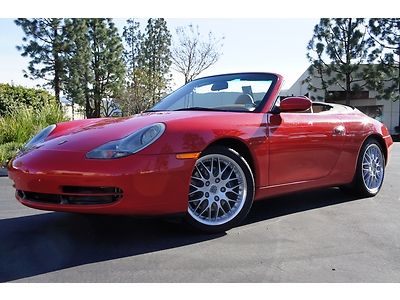 2000 porsche 911 guards red convertible 18" whls tan leather carbon fiber int