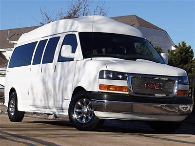 2011 gmc savana 3500 hi-top ext explorer ltd se wht/gry 15-pass 29&#034; tv-dvd 57k!~