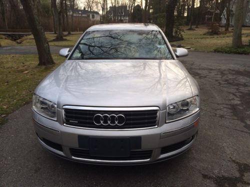 2004 audi a8l,nav,quattro,cfax cert,low mls,shades,19s,sr,slv/blk,solarsr,cln