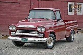 1959 burgundy fleetside pickup 350 v8, turbo 350 automatic, frame off resto!