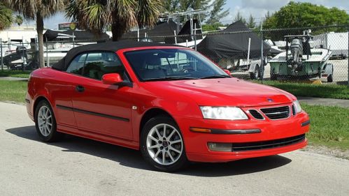 2005 saab 9.3 arc 2.0t turbo convertible, laser red , sharp car