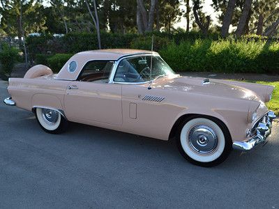 56 t-bird, buckskin tan w/tan&amp;white, 312/225hp, auto, frame-off, both tops, pw