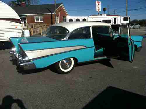 1957 Chevrolet Bel Air Teal 2 Door Post, image 4