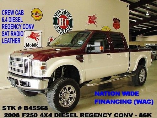 08 f250 lariat regency 4x4,diesel,6in lift,htd lth,pro comp whls,86k,we finance!