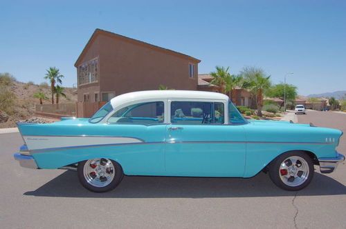 1957 chevy 210 two door, frame-off restoration, zz3 350", keisler tremec 5-speed