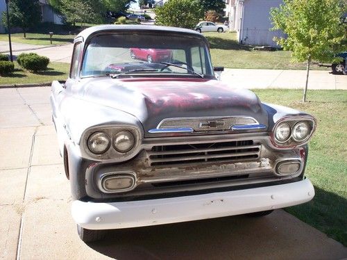 1959 chevy apache deluxe 3100 big window fleetside long bed  no reserve