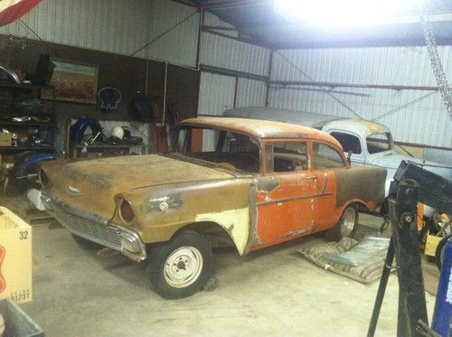 1956 chevy 150 2 door post hot rod gasser custom project barn find