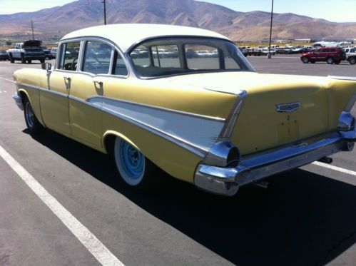 1957 chevy 4 door 6-cyl 3-sp. daily driver / 90-day layaway / worldwide shipping