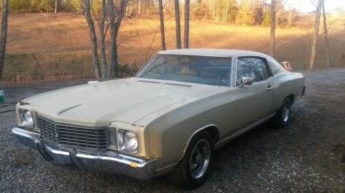 1972 monte carlo ,tan in color, 2 door coupe 82,256 original miles, 1 owner