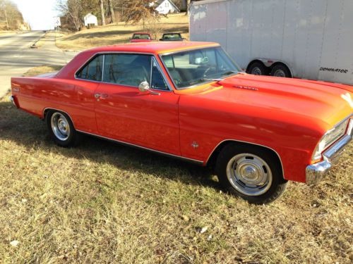 1966 66 chevy ii nova 2 dr hardtop in hugger orange 327 auto straight body