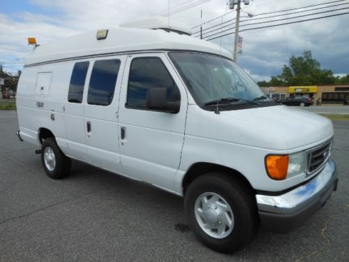 Ford e-350 wolf coach tv news van hi-top roof a/c inverter broadcasting