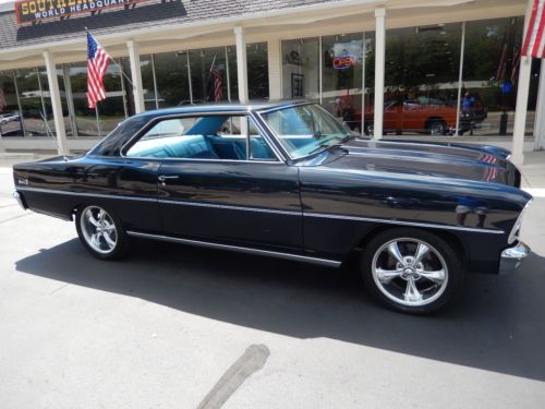 1966 chevrolet nova danube blue 383 buckets with console frame up resto