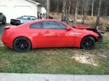 Red 2006 infiniti g35 project car with rebuilt title