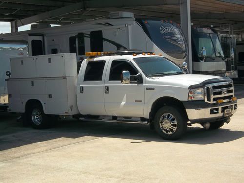 2006 ford f350sd 4x4 drw crew cab utility body service truck satellite tv