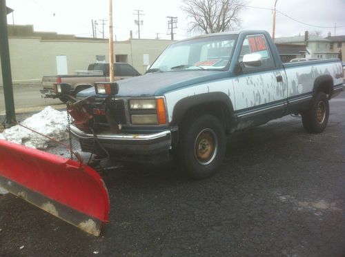 1990 gmc 2500 4x4 6lug 3/4ton 131,xxxmi 7 1/2' western plow "no reserve"