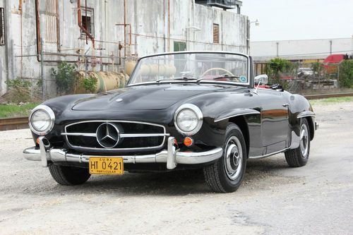 1962 mercedes benz 190sl roadster black/red leather  62' 190sl convertible