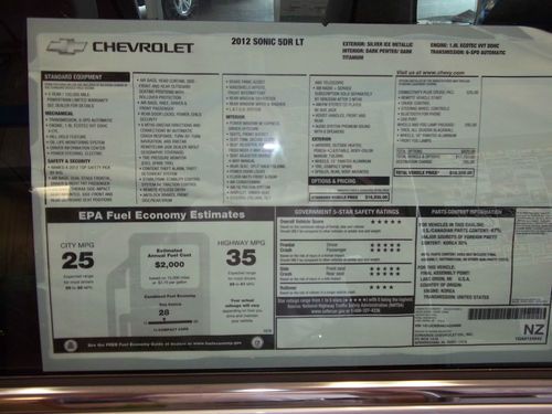 2012 CHEVROLET SONIC 5-DOOR LT, image 5