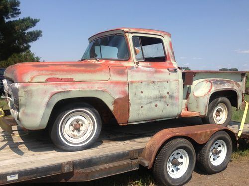 1957 ford f-100, v8, stepside, great patina, rat rod, shop truck, no reserve!!!