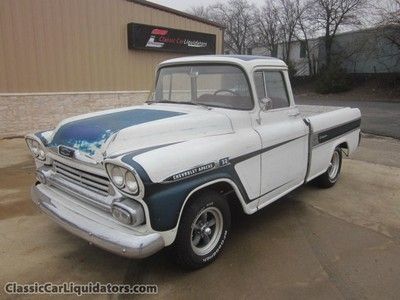 1958 chevrolet cameo pickup l82 corvette 350 4 speed front disc brakes look