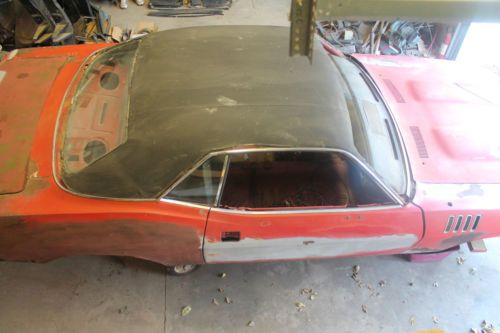 71&#039; cuda(red&amp;black) billboard car. rubber bumpers, 2 tag car, hemi fenders.