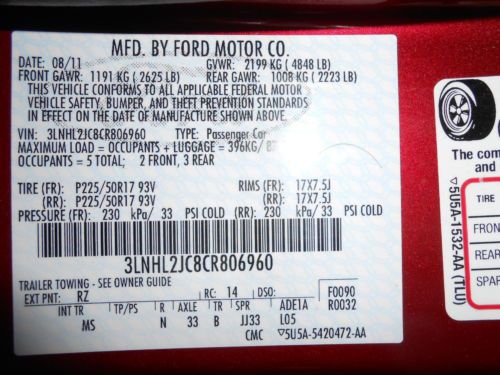 2012 Lincoln MKZ AWD Navigation 63K NO RESERVE Damaged Salvage Rebuildable, image 41