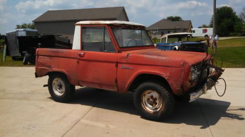 1966 early ford bronco 1/2 cab, true u14 vin, half top, 6 cyl., 3 spd, no reserv