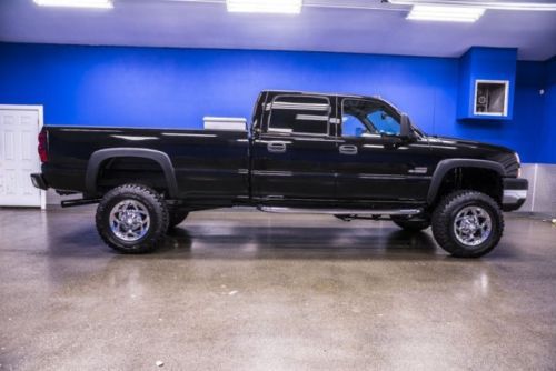 6.6l v7 duramax diesel lifted crew cab low miles running nerf bars bed liner