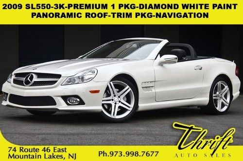 09 sl550-3k-premium 1 pkg-diamond white paint-pano roof-trim pkg-navigation